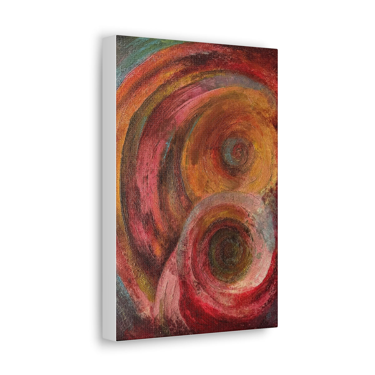 Abstract Swirl Canvas Wall Art – Warm Red & Gold Modern Painting