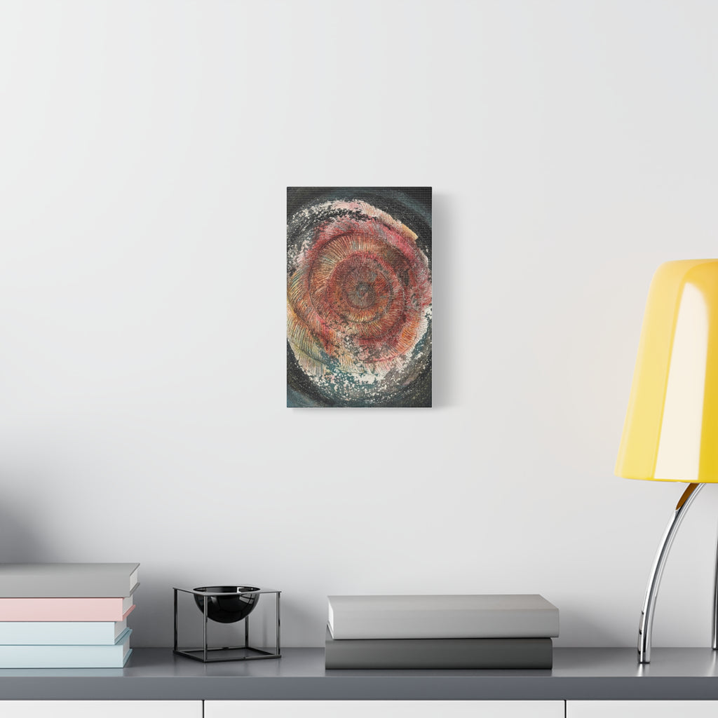Abstract Spiral Canvas Wall Art – Textured Red & Gold Modern Home Decor