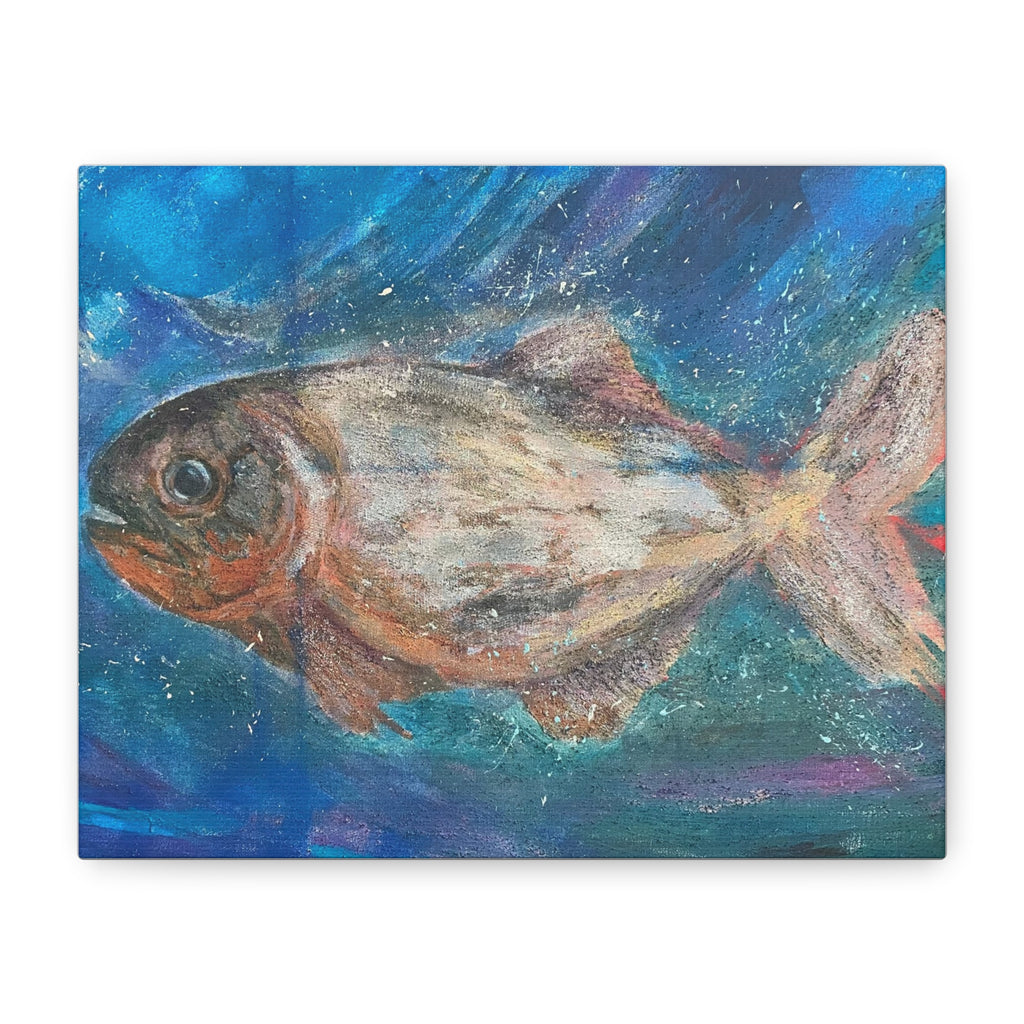 Oceanic Piranha Fish Matte Canvas Wall Art (Stretched 1.25")