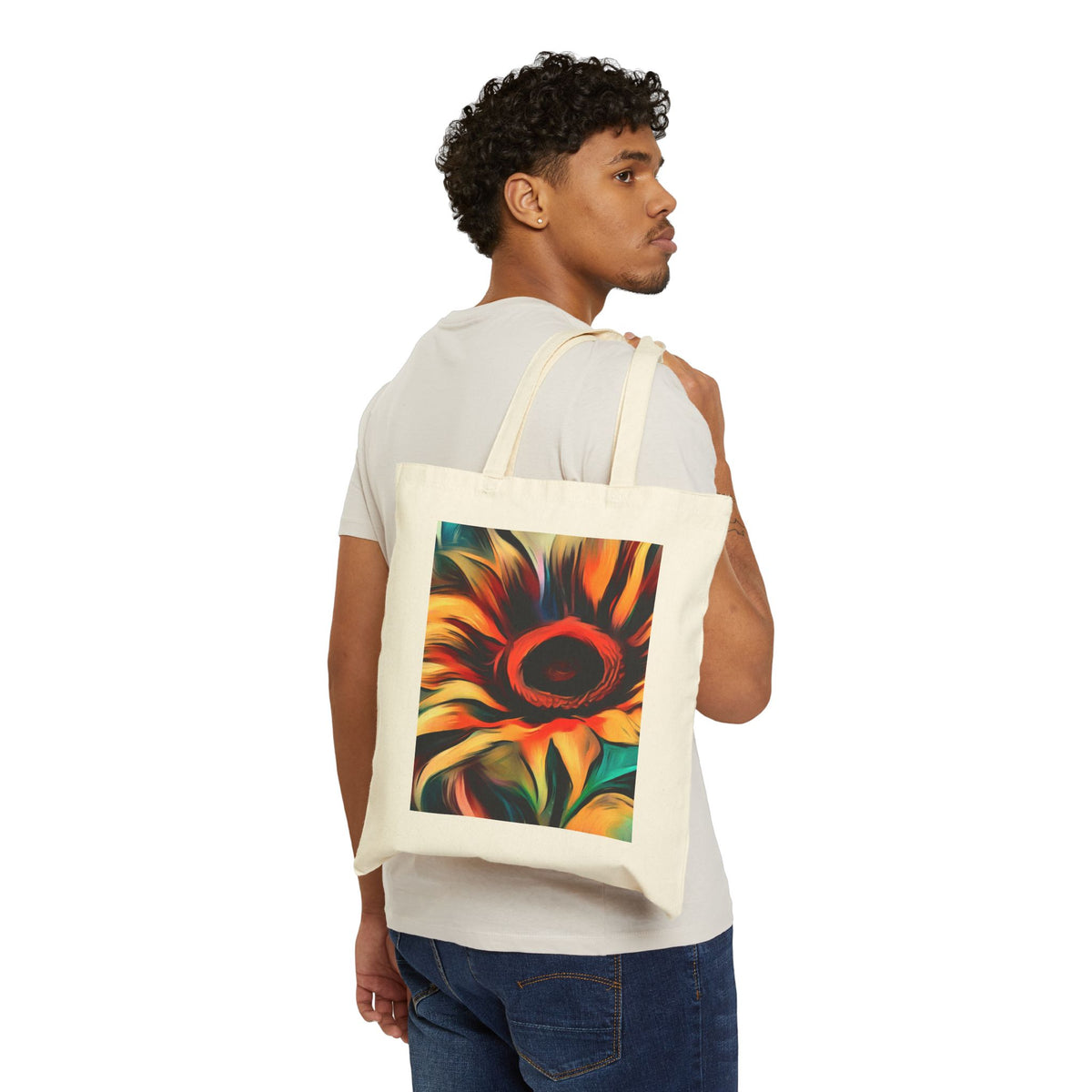 Sunflower Art Canvas Tote — Vibrant Floral Market Bag