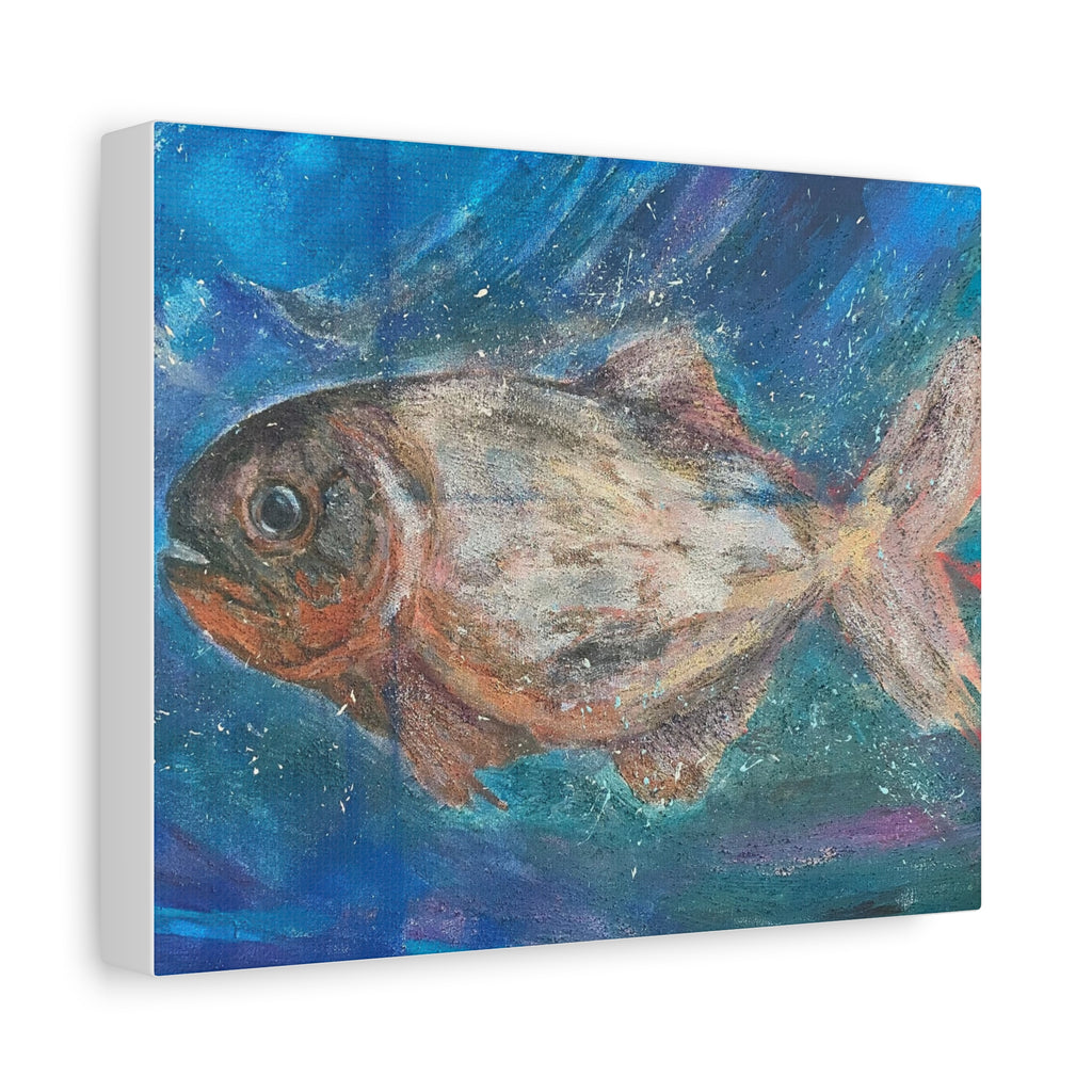 Oceanic Piranha Fish Matte Canvas Wall Art (Stretched 1.25")