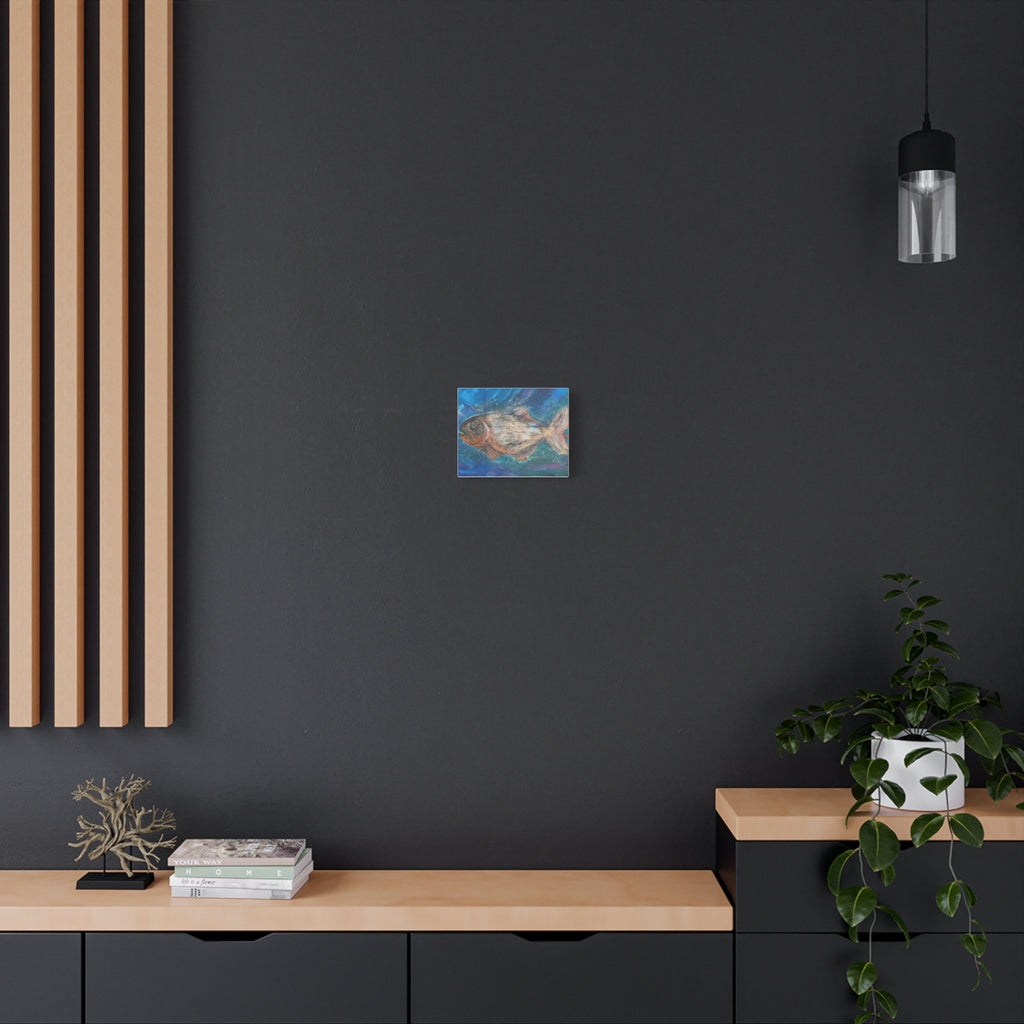 Oceanic Piranha Fish Matte Canvas Wall Art (Stretched 1.25")