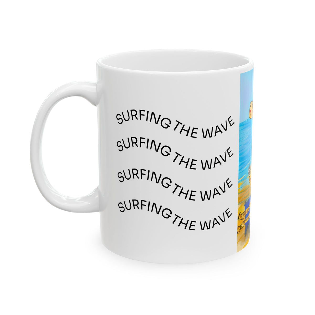 Surfs Up Giraffe Ceramic Mug – Cute Beach Animal Coffee Cup (11oz/15oz)