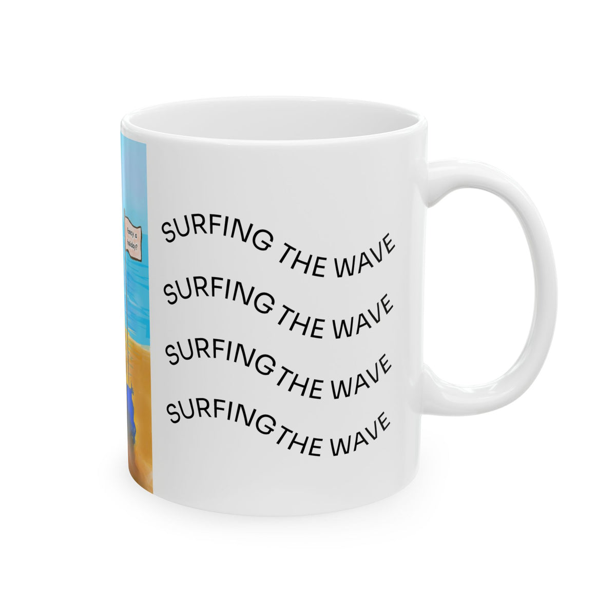 Surfs Up Giraffe Ceramic Mug – Cute Beach Animal Coffee Cup (11oz/15oz)