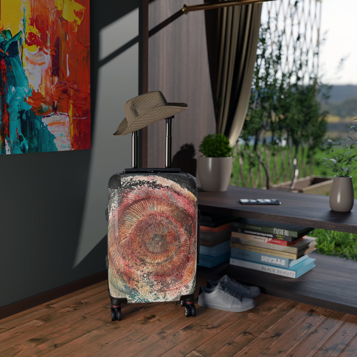 Abstract Sunburst Suitcase — Artistic Travel Luggage Cover
