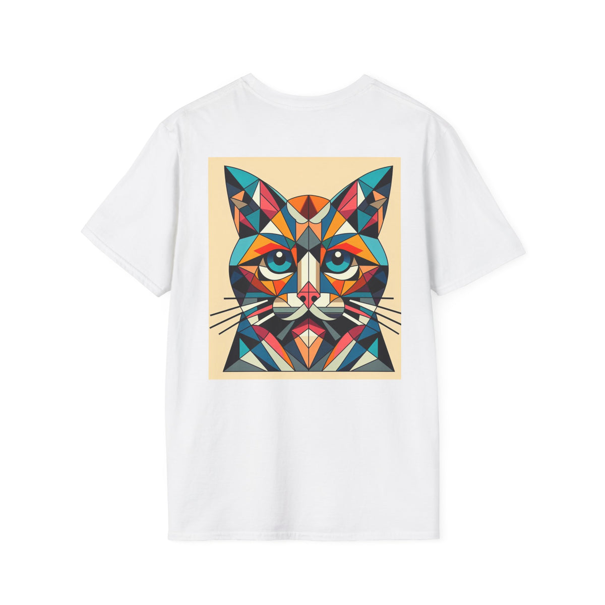 Geometric Colorful Cat T-Shirt — Vibrant Abstract Feline Art Tee