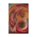 Abstract Swirl Canvas Wall Art – Warm Red & Gold Modern Painting