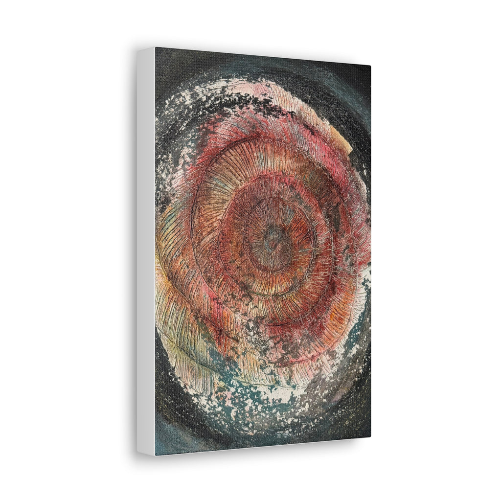 Abstract Spiral Canvas Wall Art – Textured Red & Gold Modern Home Decor